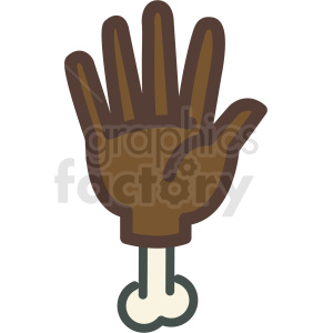 black hand with bone sticking out halloween vector icon image
