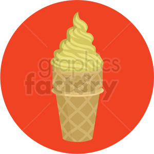 Clipart of a yellow ice cream cone on an orange background.