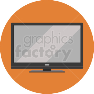 flat screen tv vector flat icon clipart with circle background