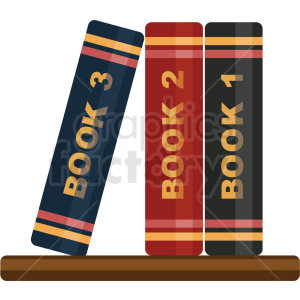 books on shelf vector flat icon clipart with on background