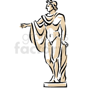 Clipart illustration of a classical-style statue in a dynamic pose, reminiscent of ancient sculptures.