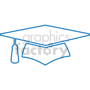 blue graduation cap outline vector icon