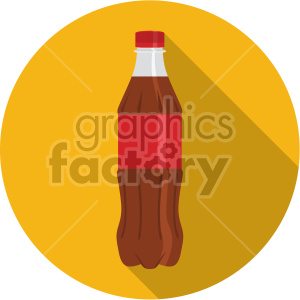 plastic soda bottle on yellow circle background flat icons