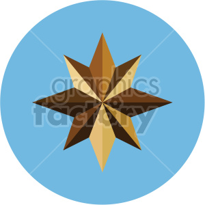 A clipart image of a brown and gold North Star icon on a blue circular background.