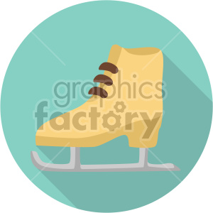 Illustration of a yellow ice skate against a teal circular background.