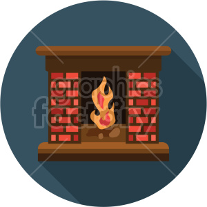fireplace on blue background