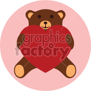 teddy bear holding large red heart valentines vector icon on pink background