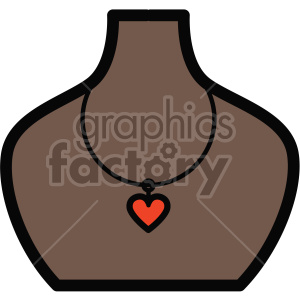 A clipart image of a heart-shaped necklace set against a dark brown background, symbolizing love and affection.