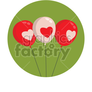 valentines balloons vector icon on green background