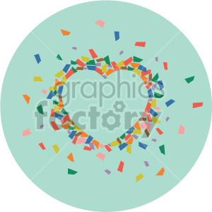 A heart-shaped confetti explosion with multicolored pieces forming the outline of a heart on a light green background, symbolizing love and celebration.