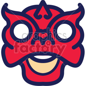 Clipart image of a traditional Chinese dragon mask typically used in celebrations like Chinese New Year.