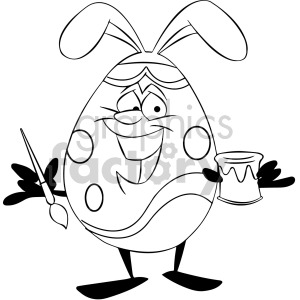 black and white cartoon easter egg character