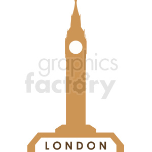 A minimalistic clipart image of the Big Ben clock tower in London, rendered in brown and white.