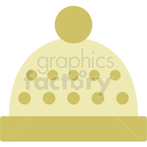 A minimalist clipart image of a yellow winter beanie hat with a pom-pom on top and a dotted pattern.