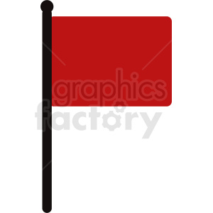 The clipart image depicts a simple red flag attached to a black pole or marker. The flag is rectangular with a clear, flat design indicative of vector clipart.