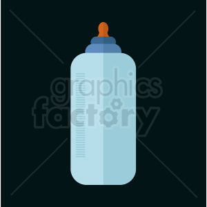 Illustration of a baby bottle with a nipple on a dark background.