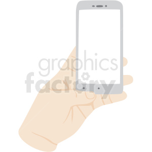 Clipart image of a hand holding a smartphone.