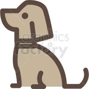 This clipart image features a stylized depiction of a dog in a seated position. The illustration is simple, using minimalistic shapes and a limited color palette to represent the canine.