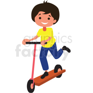 cartoon boy riding scooter