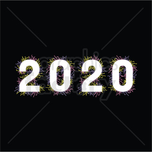 2020 design new year clipart black background