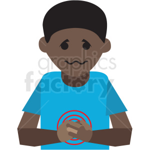 african american boy with upset stomach vector icon