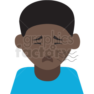 african american boy coughing vector icon