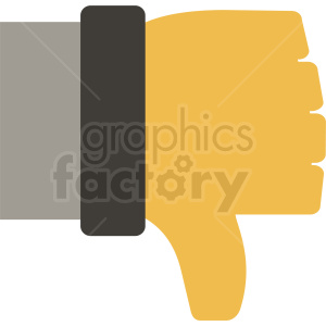 A clipart image of a yellow hand giving a thumbs-down gesture, representing disapproval.