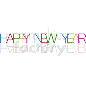 Colorful 'Happy New Year' typography with mirrored reflection.