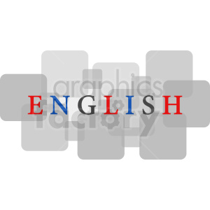 English text with gray squares vector clipart