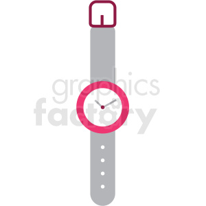 Clipart image of a wristwatch with a pink bezel and a gray strap.