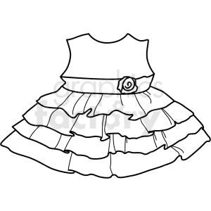 Clipart image of a sleeveless dress with ruffles and a floral belt.