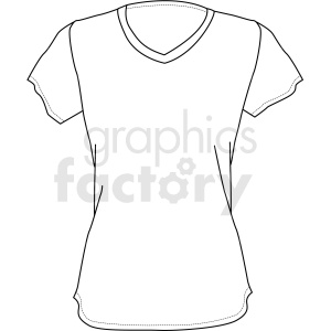 Plain V-Neck T-Shirt Outline