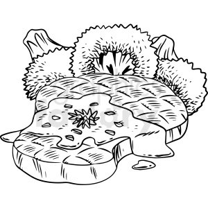 black and white steak with broccoli vector clipart