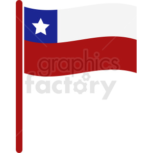 This clipart image shows a flag with a horizontal white and red bicolour with a blue square and white star in the upper-left corner. It is a stylized representation of the national flag of Chile.