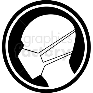 A black and white clipart image of a person wearing a face mask, symbolizing caution during a virus outbreak.