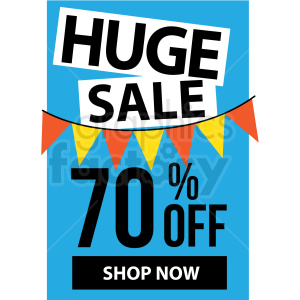 blue 70 percent off huge sale shop now icon vector clipart