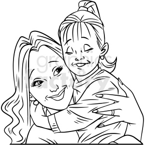 Clipart image of a mother hugging her child, depicting love and family.