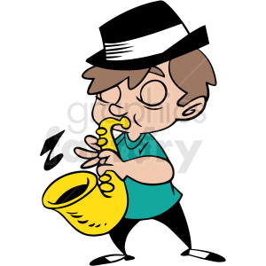 boy playing saxophone vector clipart