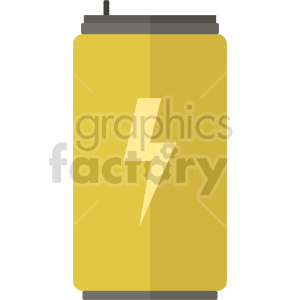   The clipart image depicts an energy drink can, a commonly used container for beverages designed to boost energy levels. The can features "lightning bolt" on it. The tab at the top of the can is partially open, indicating that the drink inside may have been consumed or is ready to be consumed.
 