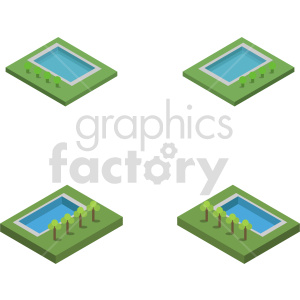 isometric land park vector icon clipart 1