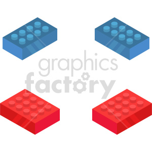 isometric building blocks vector icon clipart 1