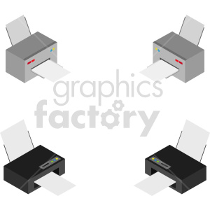 isometric printer vector icon clipart 1