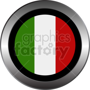 The clipart image displays a round icon with the colors of the Italian flag in vertical stripes: green, white, and red. The icon is encircled by a gray-black metallic-looking border.