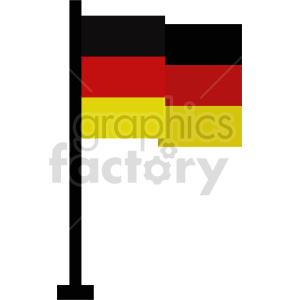 The clipart image features a stylized representation of the German flag. It shows a vertical black pole on the left side with a flag attached that displays three horizontal bands of black, red, and gold (yellow) from top to bottom, which are the national colors of Germany.