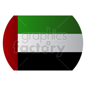 The image shows a stylized representation of the flag of the United Arab Emirates. It features the flag's four colors: green, white, black, and red, arranged in horizontal stripes with a red vertical bar at the hoist side. 