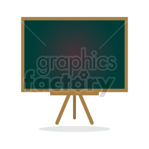 Clipart image of a blank green chalkboard on a wooden easel, symbolizing education.