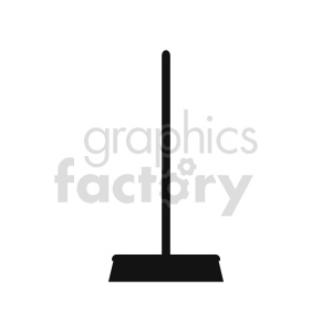 A simple black silhouette clipart of a broom standing upright.