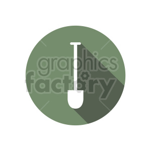 Clipart image of a white shovel icon inside a green circle with a shadow effect.