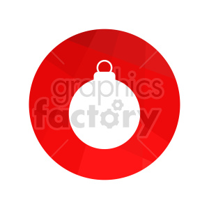 A simple and modern clipart of a Christmas ornament silhouette against a red circular background.