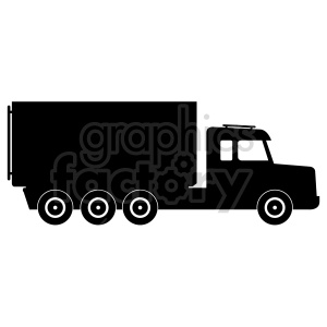 Silhouette of a box truck with six wheels.